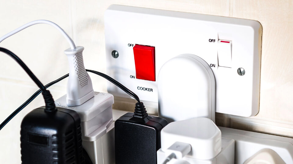 An overloaded plug socket