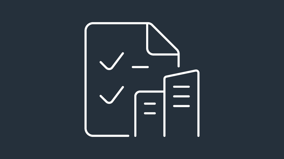 Buildings insurance icon showing documents with check marks